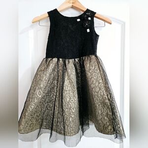 1989 Place Black and Gold Tulle Layered Dress
